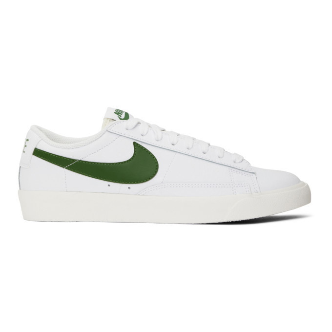 Photo: Nike White and Green Leather Blazer Low Sneakers