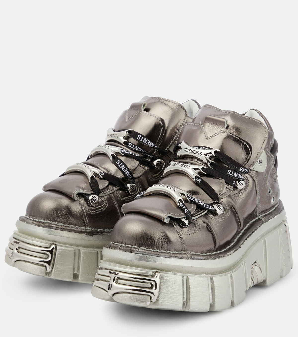 Vetements x New Rock metallic leather platform sneakers