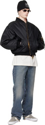 VETEMENTS Black Leather Crosses Bomber Jacket
