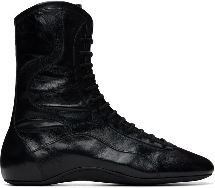 Photo: Dries Van Noten Black Leather High Top Sneakers