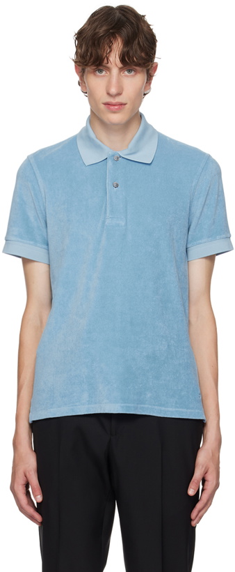 Photo: TOM FORD Blue Spread Collar Polo