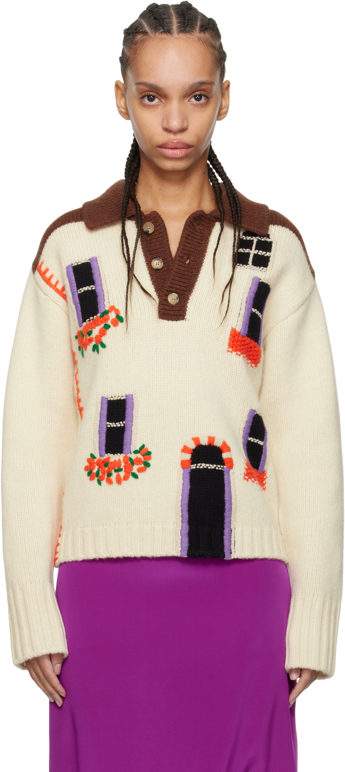 JW ANDERSON オレンジ紫ストライプニット JW Anderson Off-White House Intarsia Polo Sweater JW Anderson