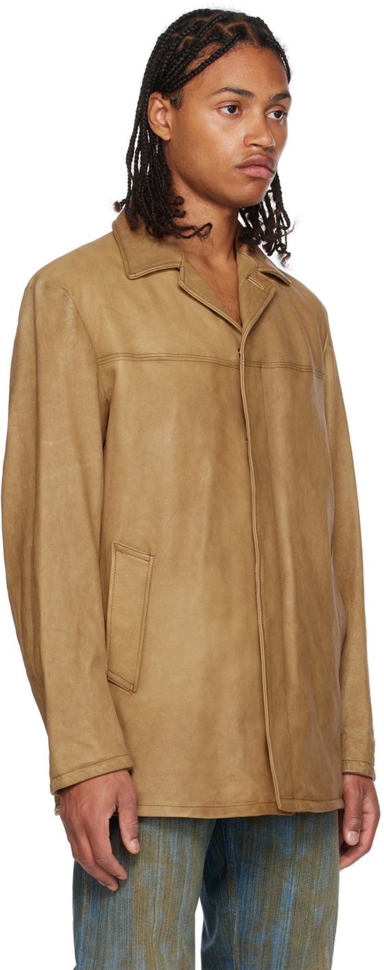 Diesel Tan L-Nico Leather Jacket Diesel