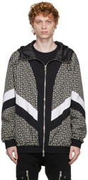 Balmain Black & Off-White Nylon Monogram Jacket