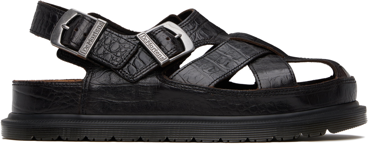 Dr. Martens Brown Fisherman Crocodile Analine Leather Sandals