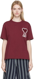 AMI Paris SSENSE Exclusive Burgundy Cotton T-Shirt