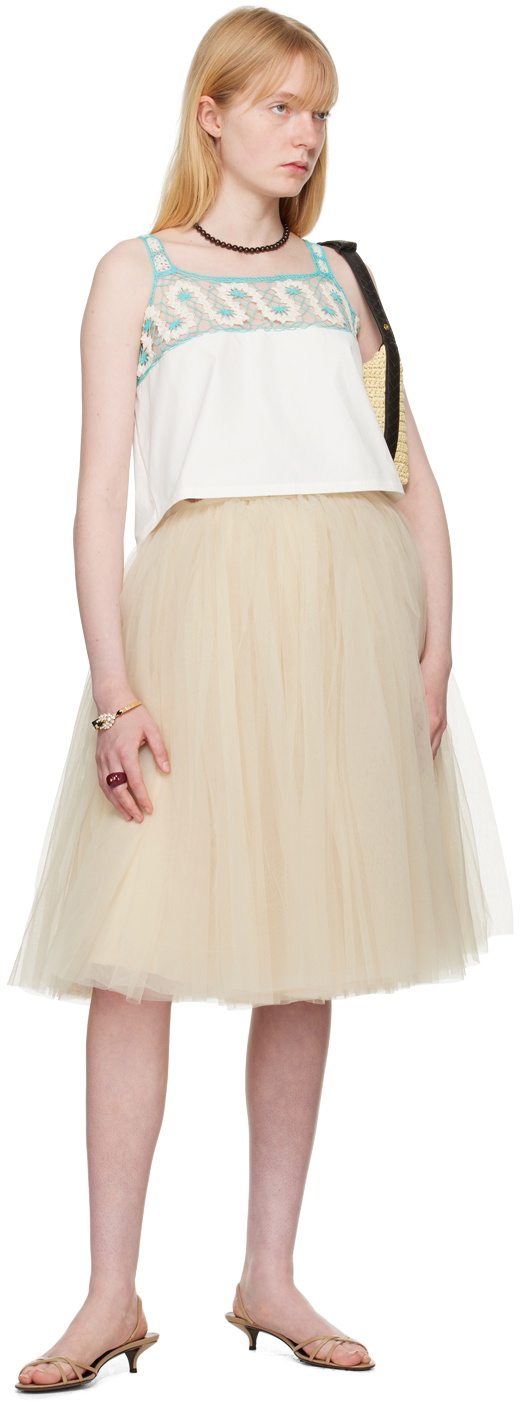 Bode Off-White Ripple Lace Tank Top