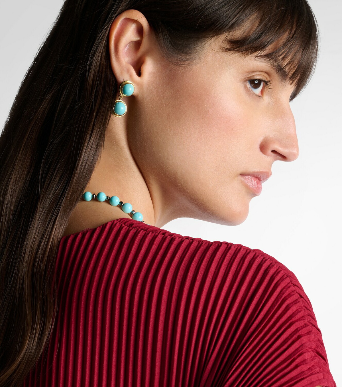 Ileana Makri 18kt gold drop earrings with turquoise and tsavorites