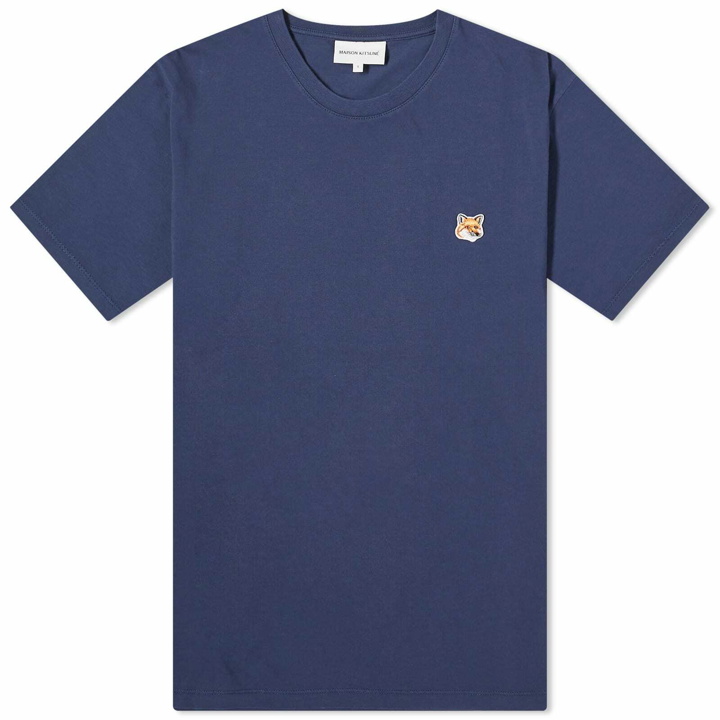 Photo: Maison Kitsuné Men's Fox Head Patch Regular T-Shirt in Ink Blue