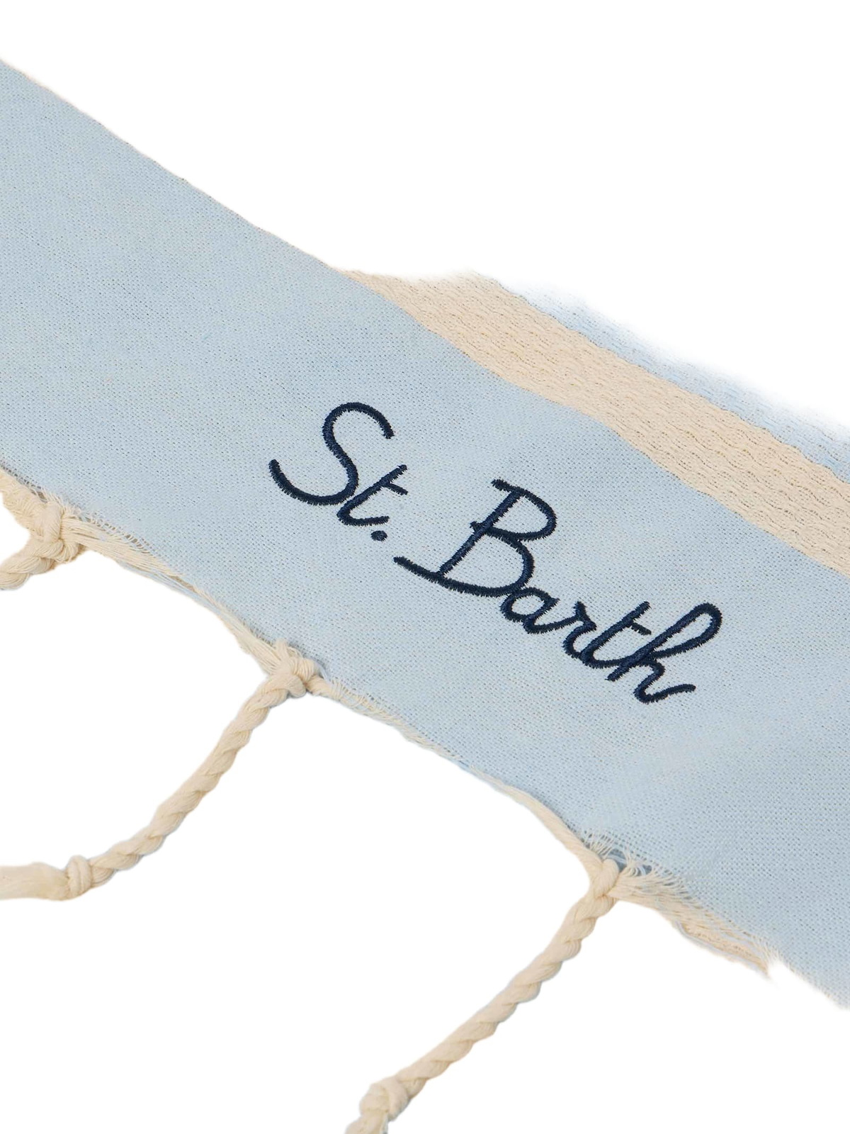 MC2 Saint Barth Cotton Beach Towel Fouta With Light Blue Striped Print