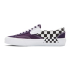 Vans Purple and White Checkerboard Cap Slip-On Sneakers