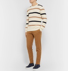 Boglioli - Striped Waffle-Knit Cotton Sweater - Neutrals