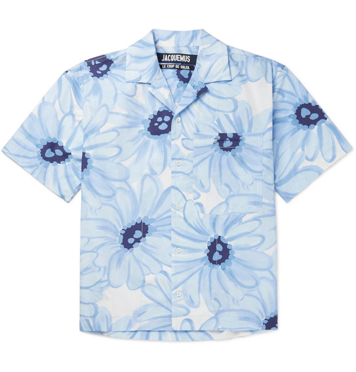 Photo: Jacquemus - La Chemise Jean Camp-Collar Floral-Print Cotton-Poplin Shirt - Blue