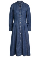 Veronica Beard Arcadia Pintuck Denim Midi Dress Blue