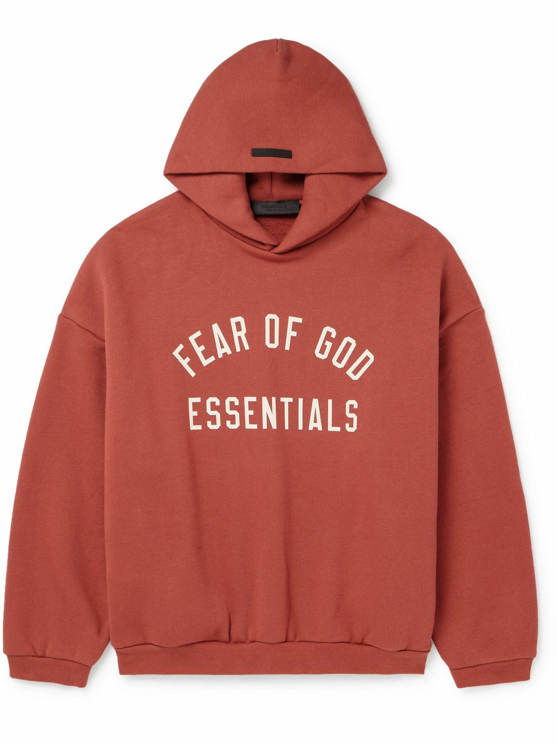 FEAR OF GOD ESSENTIALS - Logo-Print Appliquéd Cotton-Blend Jersey Hoodie - Red