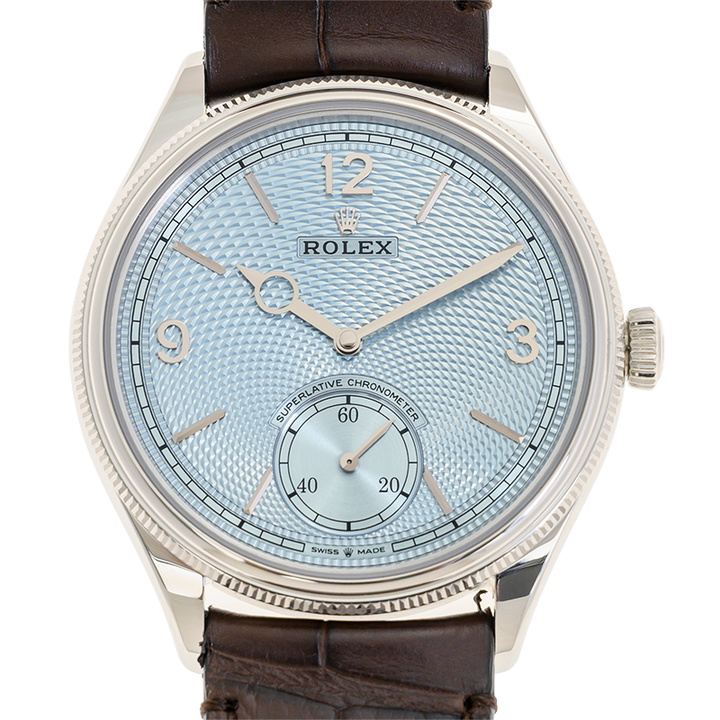 Photo: Rolex 1908 Automatic Ice Blue Guilloche Rice Motif Dial Mens Watch M52506-0002