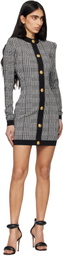 BALMAIN Black & White Long Sleeve Prince Of Wales Minidress