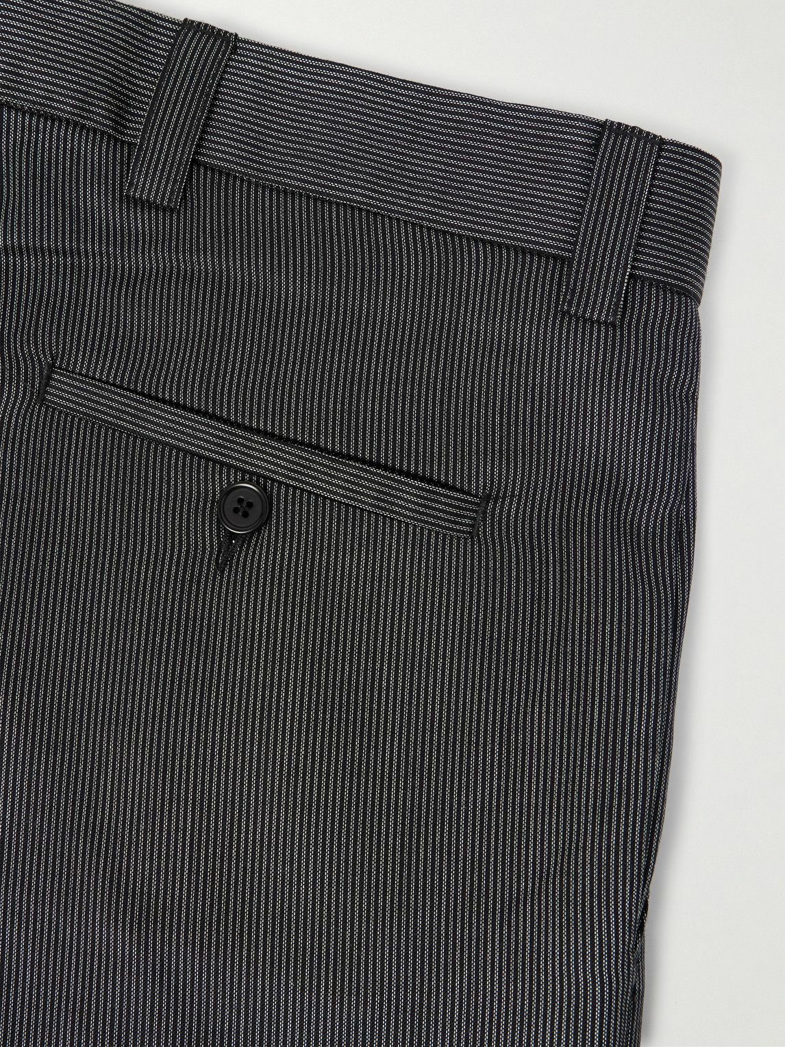 mfpen - Straight-Leg Pleated Striped Wool and Silk-Blend Trousers - Gray