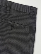 mfpen - Straight-Leg Pleated Striped Wool and Silk-Blend Trousers - Gray