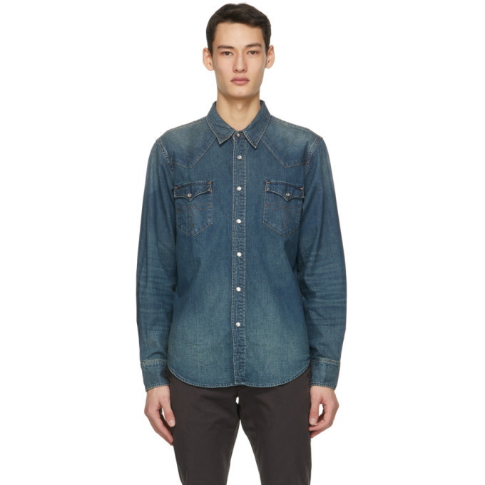 Photo: RRL Blue Denim Western Shirt