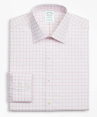 Brooks Brothers Men's Stretch Milano Slim-Fit Dress Shirt, Non-Iron Twill Ainsley Collar Grid Check | Pink