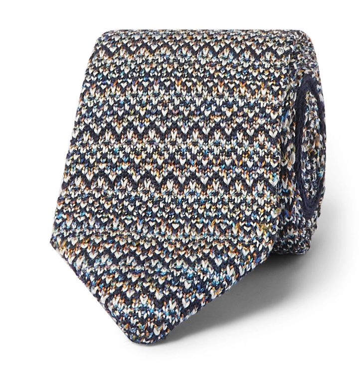 Photo: Missoni - 6cm Knitted Cotton and Silk-Blend Tie - Blue