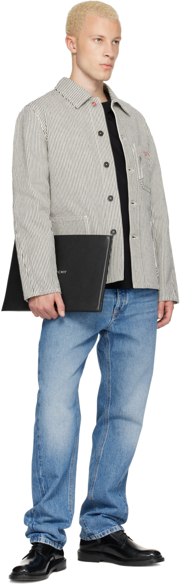 Givenchy White & Navy Striped Workwear Jacket