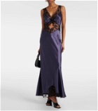 SIR Aries lace-trimmed silk satin gown