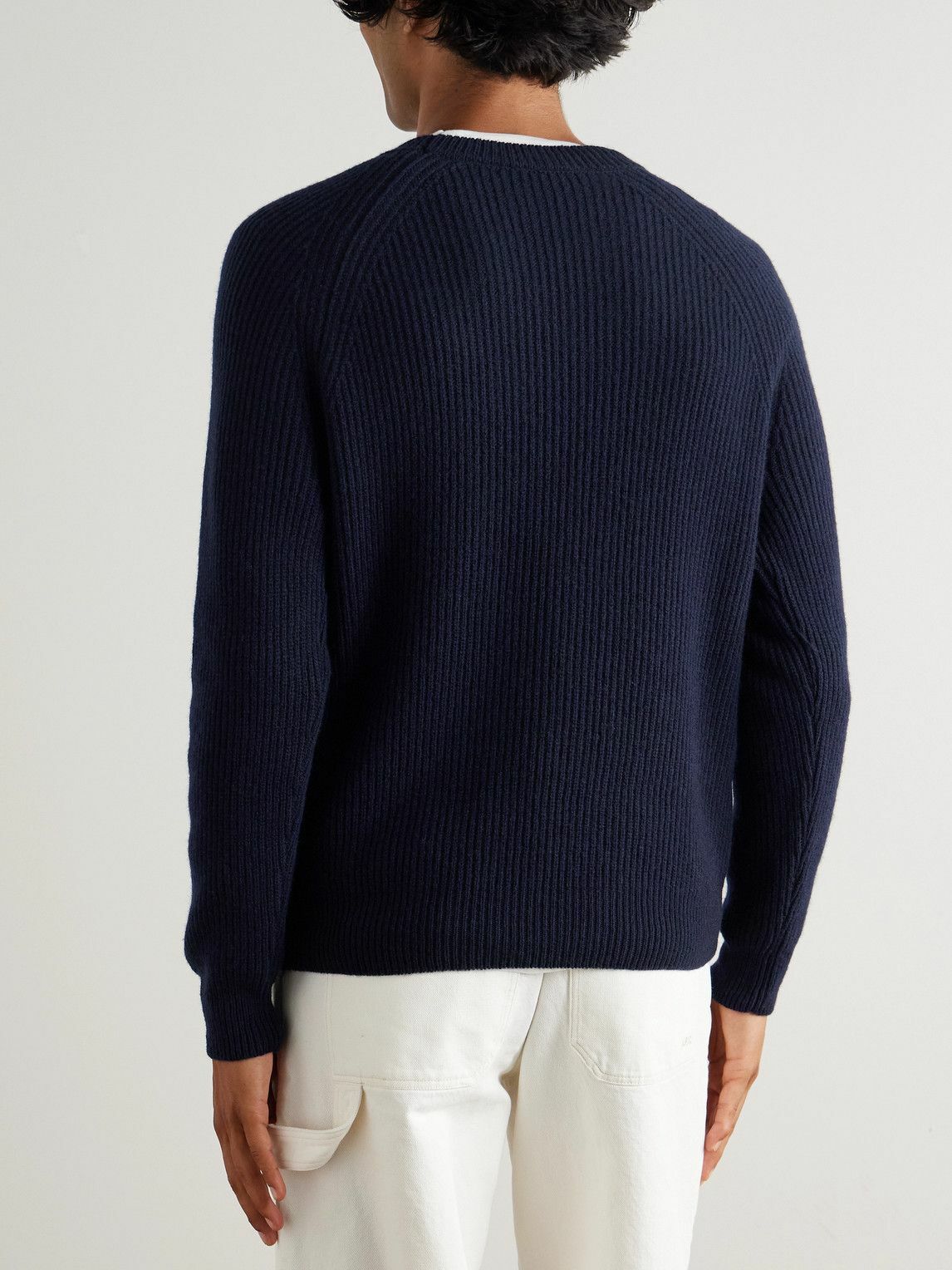 Incotex - Zanone Ribbed Virgin Wool Sweater - Blue