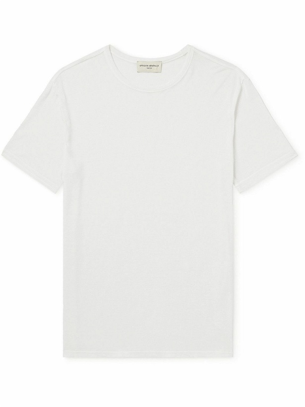 Photo: Officine Générale - Garment-Dyed TENCEL™ Lyocell and Linen-Blend T-Shirt - White