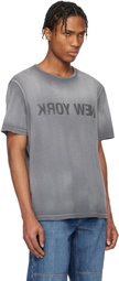 Helmut Lang Gray Garment-Dyed 'New York' T-shirt