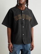 Rhude - Logo-Embroidered Denim Baseball Shirt - Black