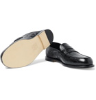 Loewe - Collapsible-Heel Croc-Effect and Full-Grain Leather Penny Loafers - Men - Black