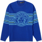 Versace Men's Medusa Crew Knit in Bright Blue