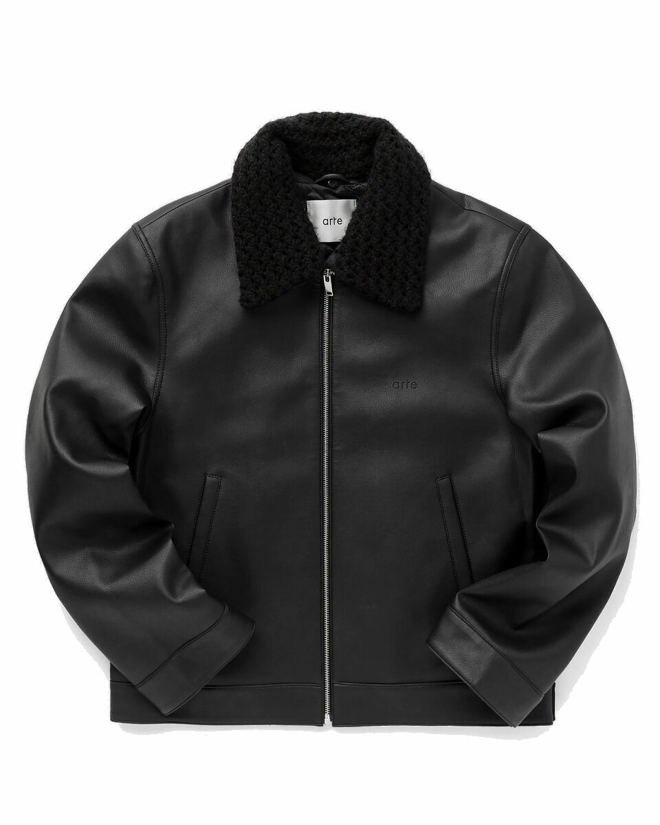 Photo: Arte Antwerp Jasper Basic Collar Leather Jacket Black - Mens - Bomber Jackets