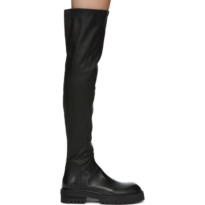Ann Demeulemeester レザーソックス Ann Demeulemeester Black Over-The-Knee Sock Boots Ann Demeulemeester