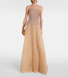 Elie Saab Embellished sheer tulle corset dress