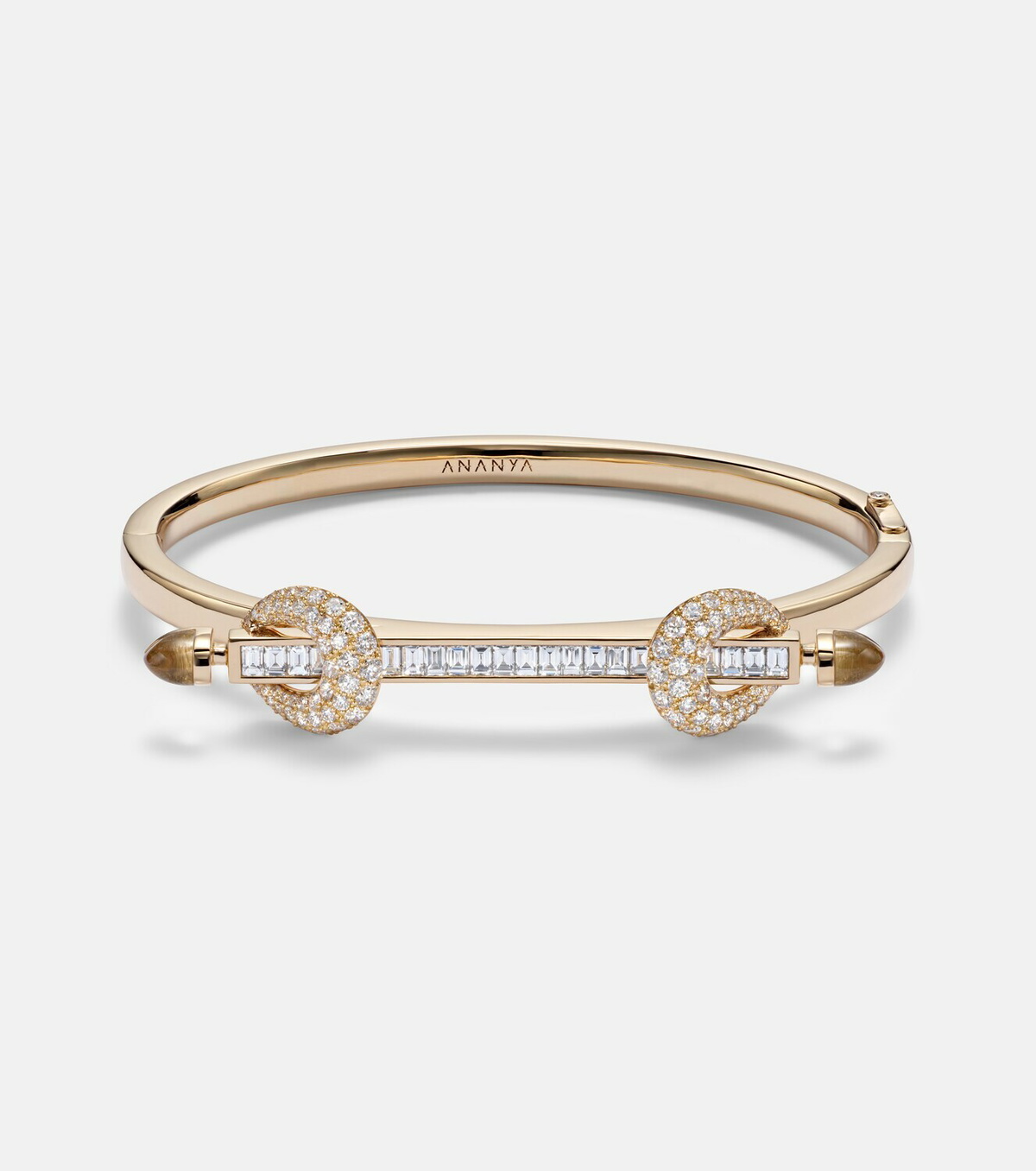Ananya Chakra Icon 18kt gold bangle with diamonds and quartz