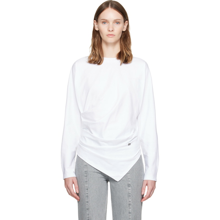 Photo: GANNI White Draped Jersey T-shirt