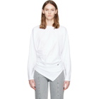GANNI White Draped Jersey T-shirt
