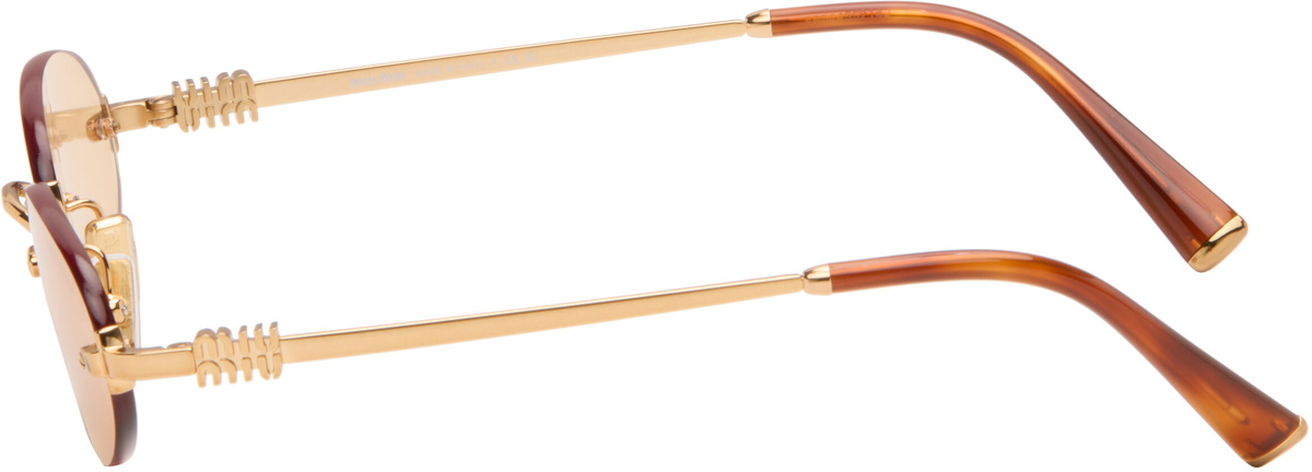 Miu Miu Eyewear Gold Logo Sunglasses