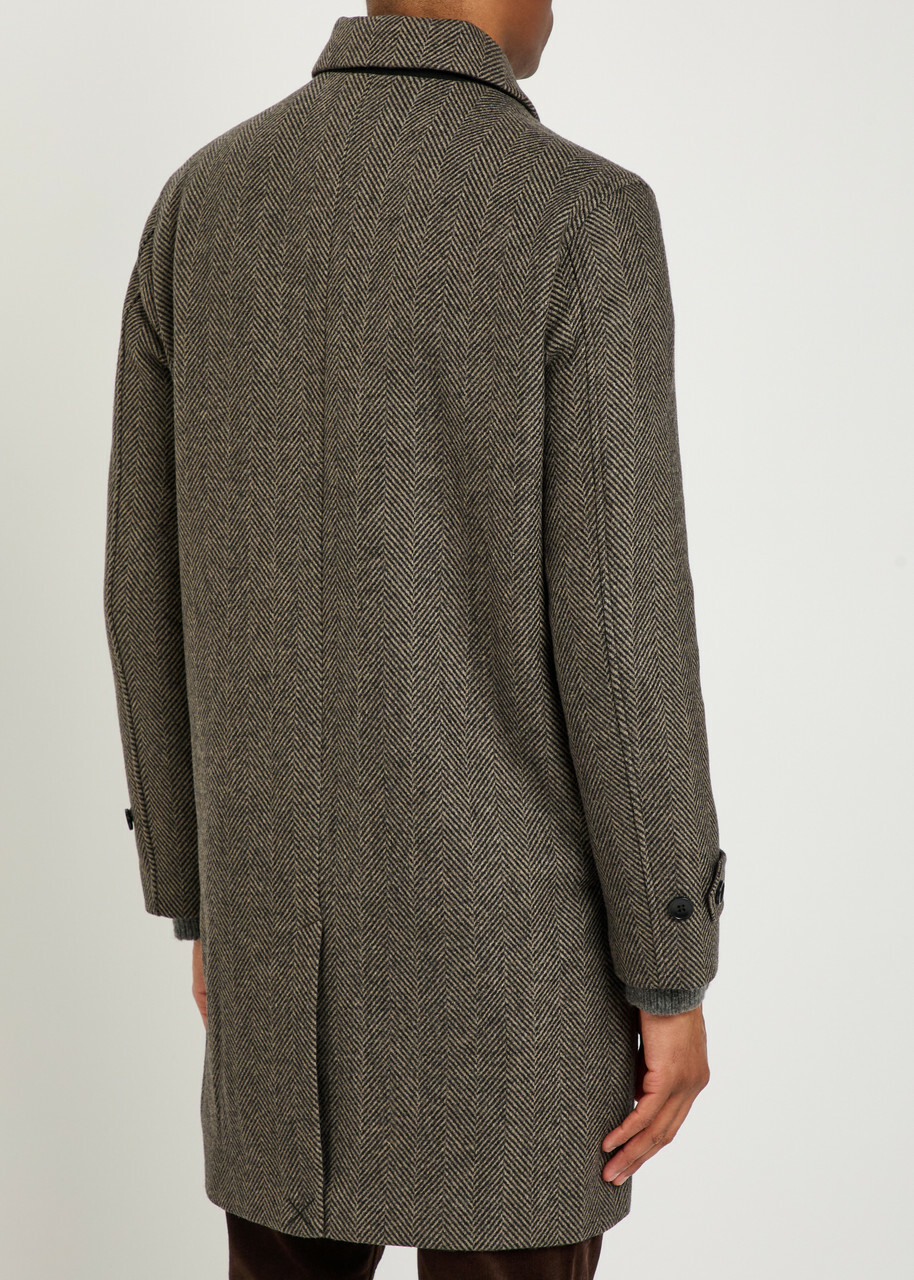 Paige Brunetti Herringbone Wool-blend Coat Brown