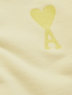 AMI PARIS - Logo-Embroidered Organic Cotton-Jersey Hoodie - Yellow