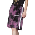 Palm Angels Black and Purple Chenille Tie-Dye Shorts