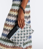 Missoni Mini leather-trimmed lamé pouch