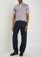 Boss Striped-trim Cotton Polo Shirt Light Purple