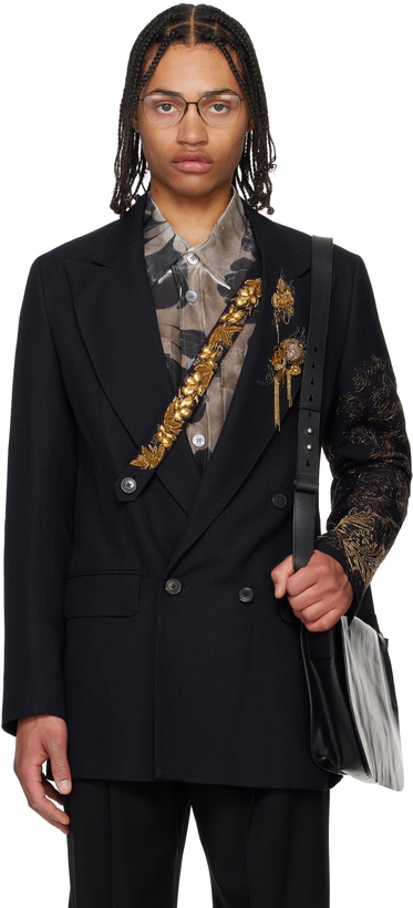 Photo: Dries Van Noten Navy Embellished Blazer