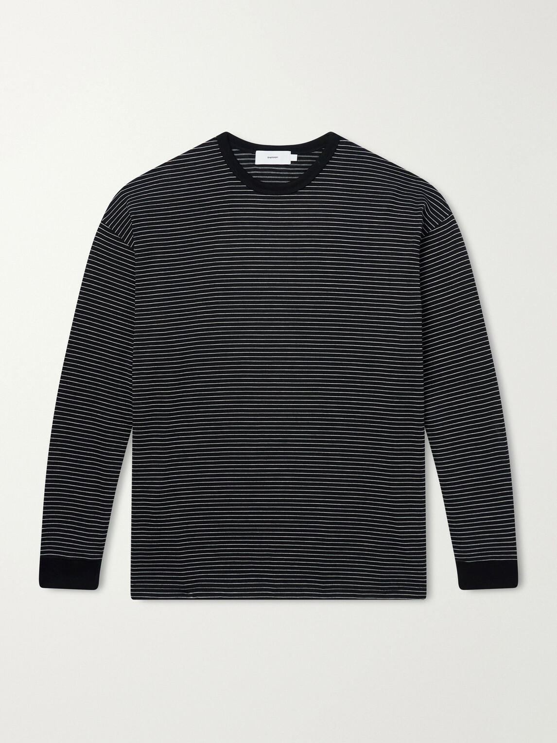 Graphpaper - Striped Wool-Jersey T-Shirt - Black