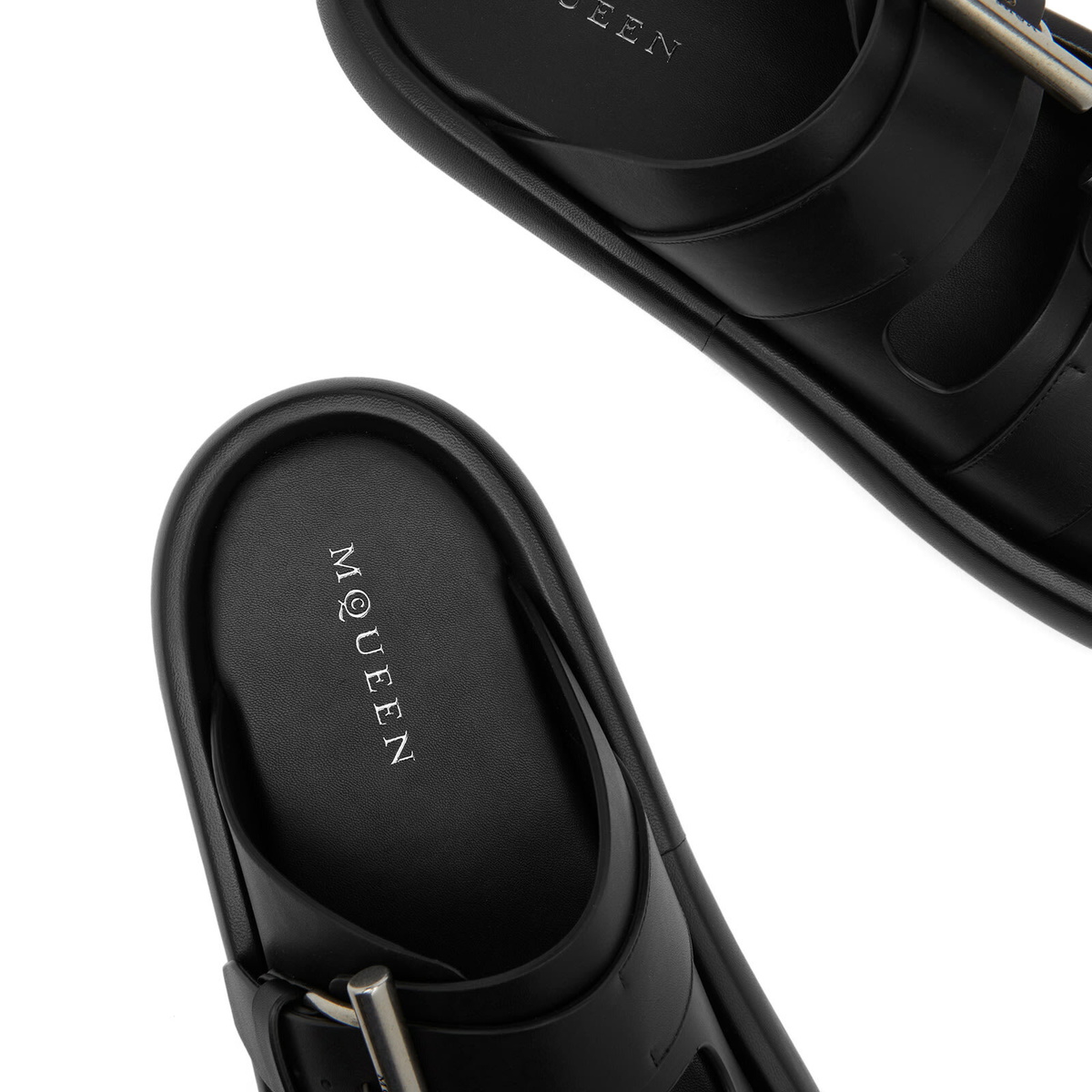 Alexander McQueen Men's Double Strap Sandal in Black/Silver