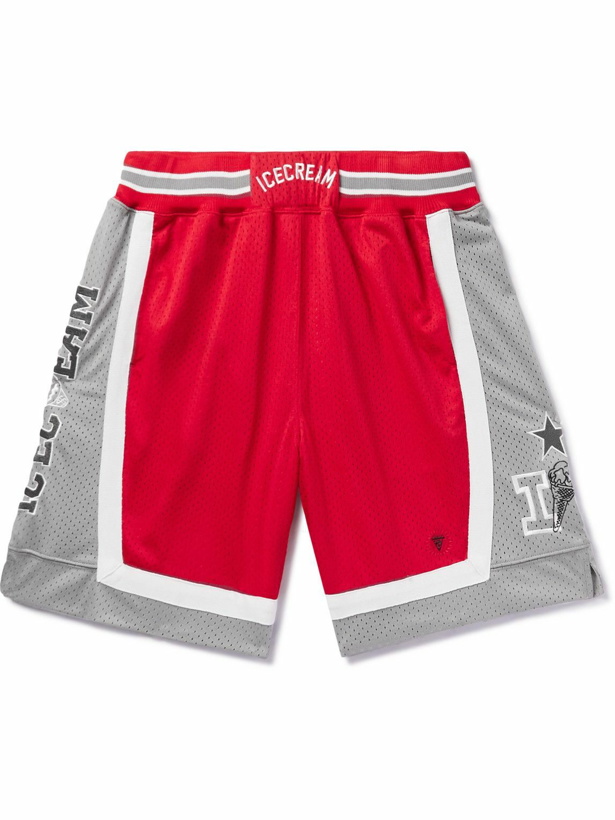 Photo: ICECREAM - Straight-Leg Logo-Embroidered Mesh Shorts - Red